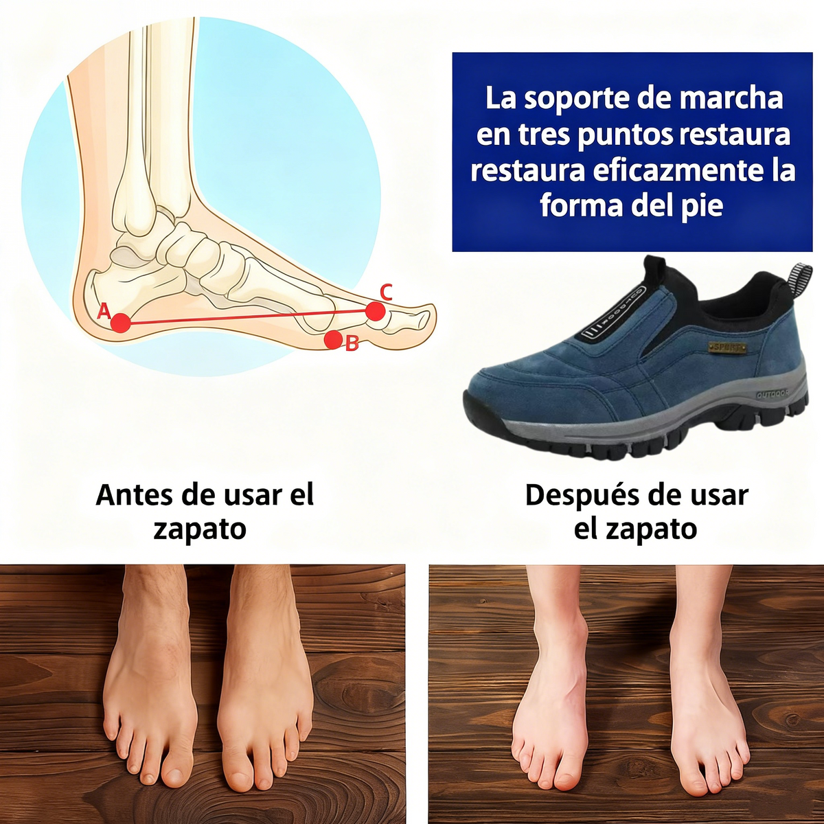 ⏰ ¡30% de descuento hoy! ¡No te lo pierdas! 🔥 Calzado ortopédico de alta calidad con diseño ergonómico y excelente soporte 🦶 Soporte para el arco del pie: ayuda a aliviar el dolor de pies.