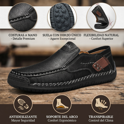 🔥 ¡30% de descuento por tiempo limitado! 🐂Mocasines de Cuero Premium - Comodidad y Estilo-Diseño ergonómico con soporte de arco, impermeables y antideslizantes.